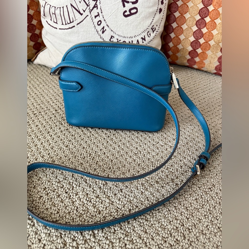 Kate Spade Staci Dome Saffiano Leather Dark Peacock Teal Crossbody Bag - Picture 4 of 7